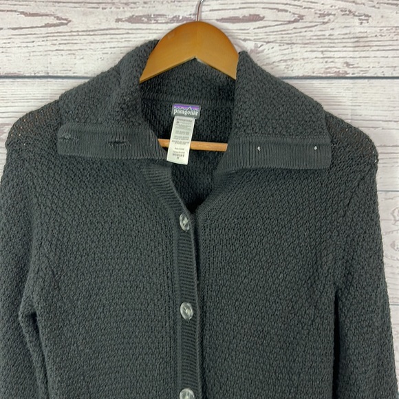 Patagonia Womens Sweater size Medium Black Knit Merino Wool Button Cardigan - Picture 3 of 10